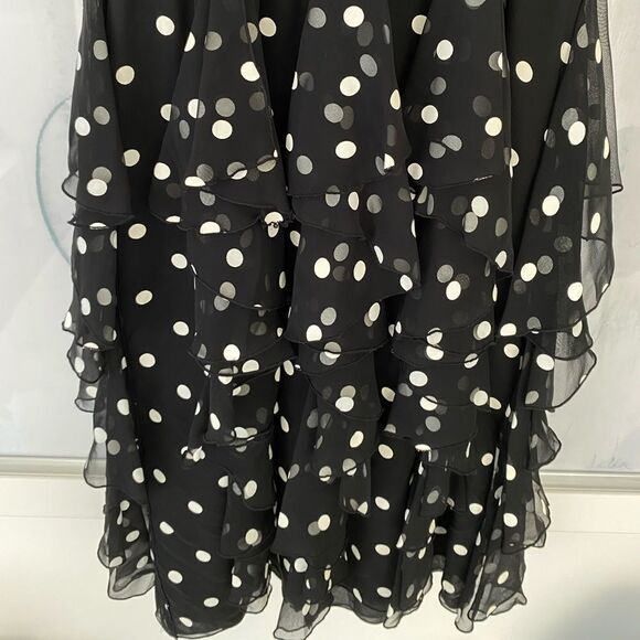 Vintage Pat Richards Black And White Polka Dot Flouncy Dress, Size S - Picture 4 of 9
